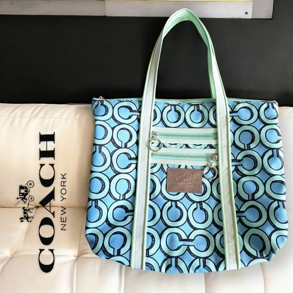 Coach Poppy 3D Op Art Glam Tote Bag - Y2K Vintage Vibe! Excellent Condition ✨ - Picture 1 of 16